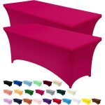 Lot de 2 nappes �lasthanne fuchsia 183x76x76 cm, ajust�es extensibles lavables infroissables, patio / ...