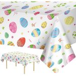 Lot de 2 nappes de p�ques, motifs d'?ufs de p�ques color�s, nappes rectangulaires jetables en plastique, ...