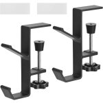 Lot de 2 (noir) supports pour casque, support casque bureau, support de bureau r�glable, adapt� aux cartables, ...