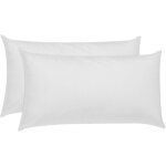 Lot de 2 oreillers fibre 80x50 cm, housse coton anti - acariens, fermet� basse, ventre