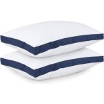 Lot de 2 oreillers � soufflets 50x70 cm - premium bleu marine, soutien cervical, respirant
