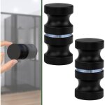 Lot de 2 paires de poignes de porte de douche rondes, bouton de porte de douche en mtal et verre pour ...
