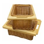 Lot de 2 paniers de rangement coulissants en pin pour cuisine, salle de bain, chambre, penderie - 400 ... Lot de 2 paniers de rangement coulissants en pin pour cuisine, salle de bain, chambre, penderie - 400 ...
