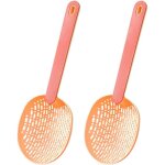 Lot de 2 passoires � fentes en plastique rose, avec filtre � huile.