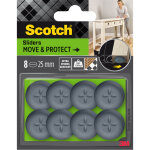 Lot de 2 patins glisseur move & protect scotch�, adh�sif, gris, � 25 mm, 8 / paquet - 150 kg