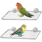 Lot de 2 perchoirs � oiseaux en acier inoxydable pour cage - grille ouverte - facile � nettoyer - perchoirs ...