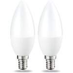 Lot de 2 petites ampoules led flamme e14, culot � vis edison, 5 w (�quivalent 40 w), blanc chaud, non ...
