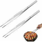 Lot de 2 pinces de cuisine en acier inoxydable de qualit alimentaire 30 cm, pince  viande avec surface ...