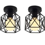 Lot de 2 plafonnier industrielle en métal cage carré, lustre abat - jour fer luminaire e27 40w noir pour ... Lot de 2 plafonnier industrielle en métal cage carré, lustre abat - jour fer luminaire e27 40w noir pour ...