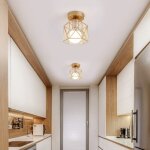 Lot de 2 plafonnier industrielle vintage lampe de plafond cage en mtal suspension luminaire blanc 15cm ...