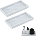 Lot de 2 plateaux d�coratifs en silicone blanc pour salle de bain - pour savon, serviette, parfum, bougies ...