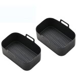 Lot de 2 plateaux pour friteuse � air, silicone, noir