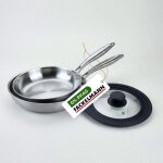 Lot de 2 po�les 24cm et 28cm en inox triply fackelmann vita3 avec couvercle adaptable