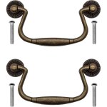 Lot de 2 poign�es 100 x 50 mm de tiroir antiques pliantes en fer bronze pour portes d'armoire, commode, ...