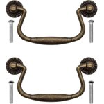 Lot de 2 poignes 100 x 50 mm de tiroir antiques pliantes en fer bronze pour portes d'armoire, commode, ...