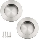 Lot de 2 poignes encastrable porte coulissante ronde poignet porte encastre inox argent bross satin ...