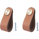 Lot de 2 poign�e meuble cuir, bouton de portes placard poignee cuir bouton de tiroir, poignee de meuble ...