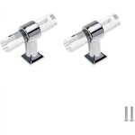Lot de 2 poign�es de placard en acrylique transparent pour tiroir de cuisine, porte, armoire, meuble, ...