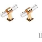 Lot de 2 poignes de placard en acrylique transparent, pour tiroir de cuisine, porte, armoire, meuble, ...