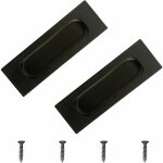 Lot de 2 poign�es de porte coulissantes rectangulaires en acier inoxydable noir avec trou lat�ral encastr� ...