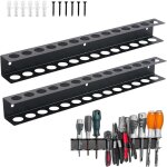 Lot de 2 porte - outils muraux, 40 cm, 14 trous, avec vis et tube d'expansion, pour garage, atelier, ...