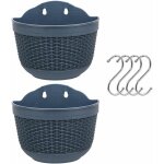 Lot de 2 pots de fleurs suspendus en plastique - crochets amovibles - pour plantes de jardin, balcon, ...
