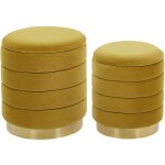 Beliani - lot 2 poufs coffres de rangement en velours jaune fonc� et base en acier dor� id�als pour chambre ...
