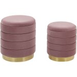 Beliani - lot 2 poufs coffres de rangement en velours rose et base en acier dor� id�als pour chambre ...
