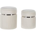 Lot de 2 poufs glamour et el�gant avec rangement 44 / 38cm blanc casse camdenton