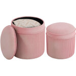 Lot de 2 poufs ronds empilables avec rangement, tabouret de salon en velours, 34. 8l, pour s�jour et ...