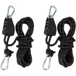 Lot de 2 poulies avec tendeur de c�ble, cliquet avec corde de 4 m, poulie de renvoi avec tendeur de tente, ...