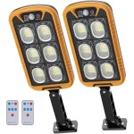 Lot de 2, projecteur led solaire extrieur 2400mah 4500lm, spot solaire puissant tlcommand avec panneau ...
