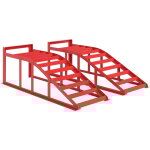 Lot de 2 rampes de levage pour voiture en acier - 1t levée max. 220 mm - rouge Lot de 2 rampes de levage pour voiture en acier - 1t levée max. 220 mm - rouge