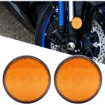 Lot de 2 r�flecteurs ronds � del 12 v pour moto - feu de frein / feu de croisement - (lumi�re ambr�e) ...