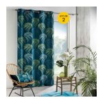 Douceur d'intrieur - lot de 2 rideaux 140x260 cm  oeillets vegetal bleu