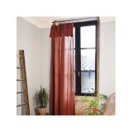 Cdaffaires - lot de 2 rideaux ajustables + 8 anneaux pince gaze de coton luxe 140 x 300 cm gaia terracotta ...