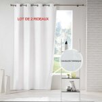 Douceur d'intérieur - lot de 2 rideaux a oeillets 140 x 260 cm polyester uni thermique icemount blanc ... Douceur d'intérieur - lot de 2 rideaux a oeillets 140 x 260 cm polyester uni thermique icemount blanc ...