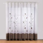 Lot de 2 rideaux � oeillets voilages broderie floral pour chambre cuisine salon, 140cmx145cm, marron ...
