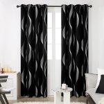 Lot de 2 rideaux salle � manger cuisine chambre � oeillets, 132x244cm, halloween noir, motif ligne rideau ...