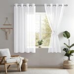 Lot de 2 rideau semi - transparent int�rieurs pour chambre salon, rideaux voilages � oeillets pour fen�tre ...