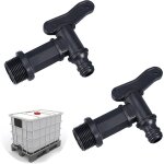 Lot de 2 robinet de cuve arri�re en � enfoncer, robinets de rechange en pour citerne d'eau de pluie, ...