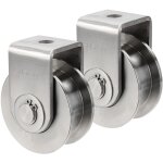 Lot de 2 roues � rainure en h avec support, roue de rail en acier inoxydable, diam�tre de 6, 9 cm, charge ...