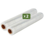 Lot de 2 rouleaux - film de palettisation transparent 28 microns long 200 m haut 50 cm