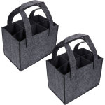 Lot de 2 sac de bouteille en feutre pour 6 bouteilles, porte - bouteille en feutre, panier de bouteille ...