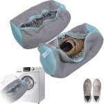 Lot de 2 sacs de lavage gris chaussures r�utilisables, sac � linge avec brosse textile pour machine � ...