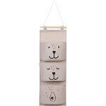 Lot de 2 sacs de rangement muraux, 3 poches en coton et lin, impermables, pliables, amovibles, de taille ...