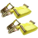 Lot de 2 sangles � cliquet - sangles logistiques robustes 2  x 12' - sangles d'arrimage de fret, sangles ...