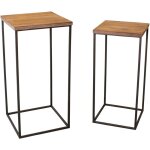 Lot de 2 sellettes 30 et 34 cm en sapin et fer Lot de 2 sellettes 30 et 34 cm en sapin et fer