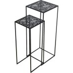 Lot de 2 sellettes carr�es 30 et 34 cm en m�tal noir