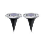 Lot de 2 spots solaires 6 led blanc chaud ip44 8h d'autonomie